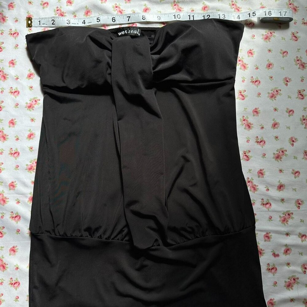 Wet Seal Black Tube Top with Front Tie Detail